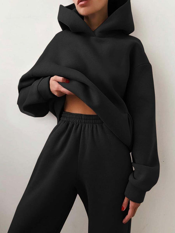 Ensemble deux pièces homme en maille à capuche – Cosy – Noir