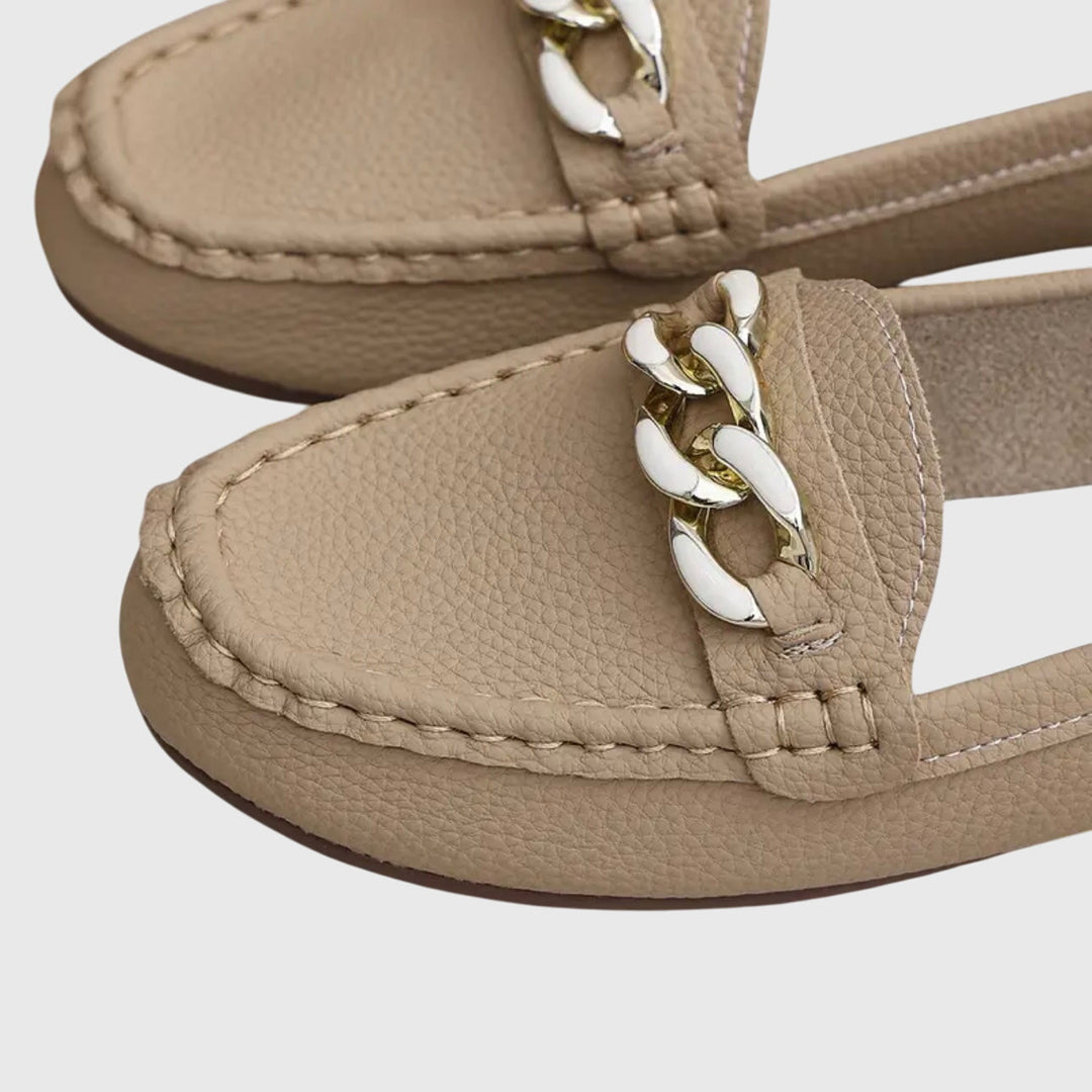 Mocassins femme orthopédiques à chaîne dorée et semelle rembourrée – Melissa – vue 4