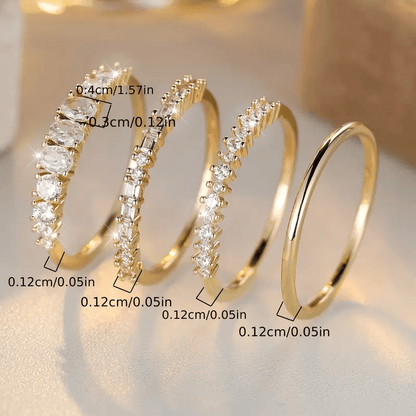 Bagues Empilables avec Zirconium en Or 14k