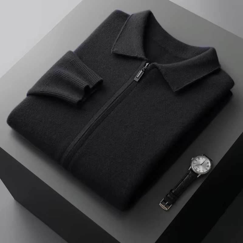 Cardigan zippé homme élégant en maille – Ethan – vue 6