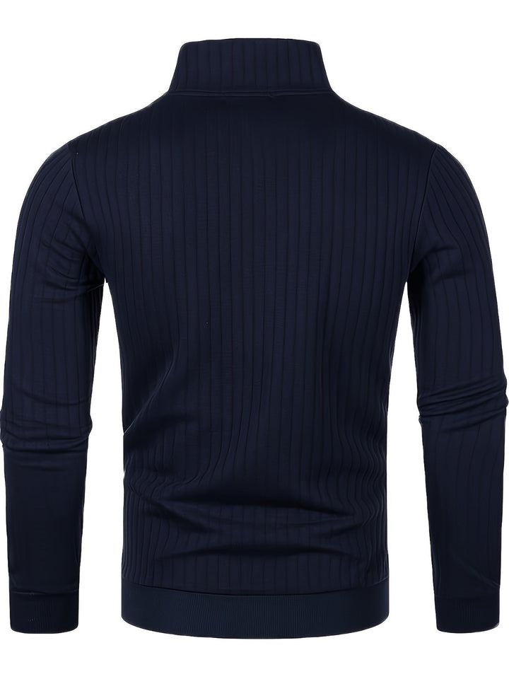 Pull homme en maille côtelée à quart de zip – Bastian – vue 3