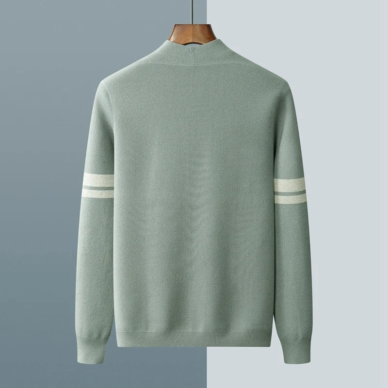 Cardigan boutonné homme en laine mérinos à rayures – Léon – vue 8