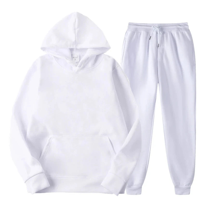 Ensemble jogging homme sweat à capuche et pantalon assorti – Antoine - Blanc