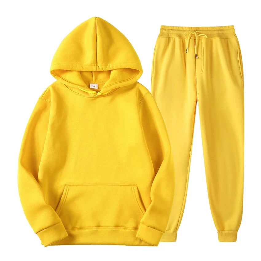 Ensemble jogging homme sweat à capuche et pantalon assorti – Antoine - Jaune