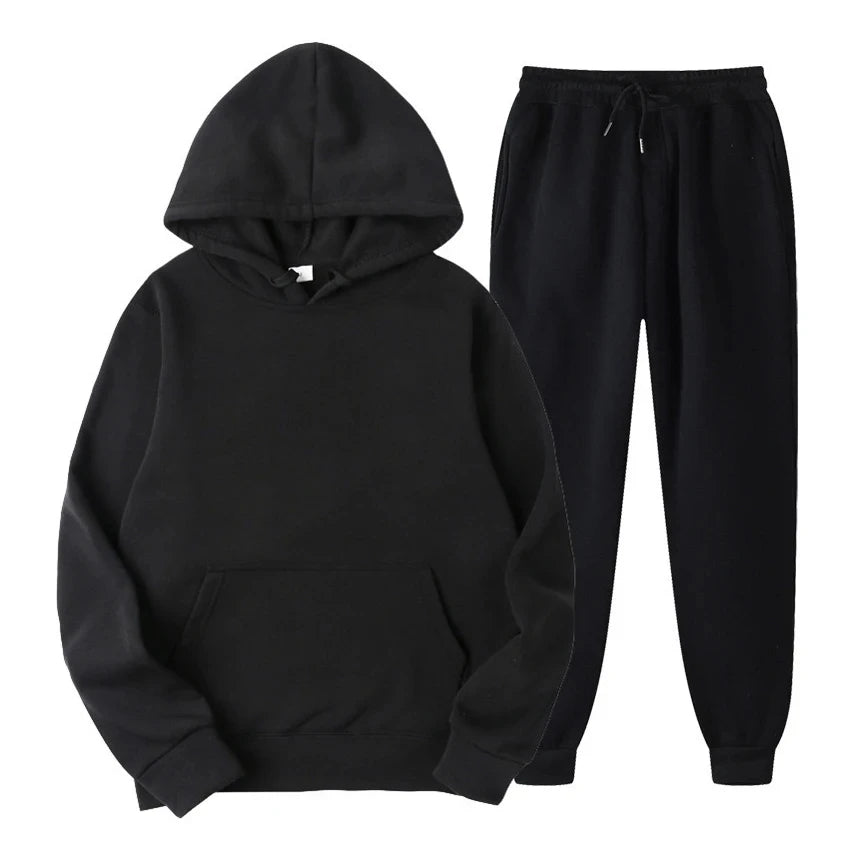 Ensemble jogging homme sweat à capuche et pantalon assorti – Antoine - Noir