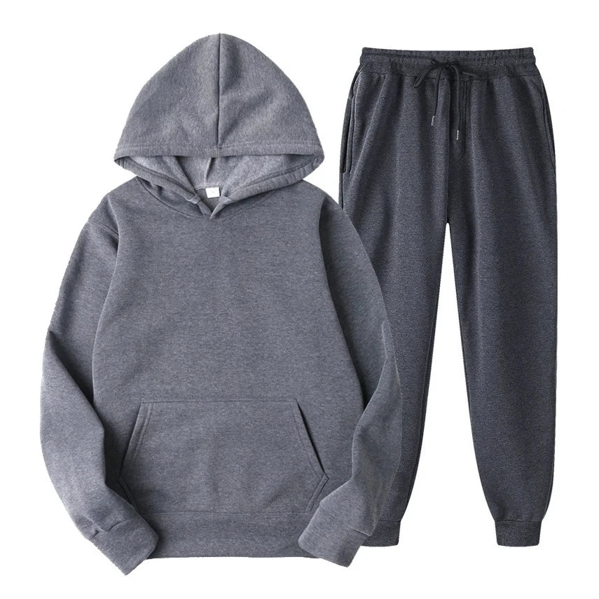 Ensemble jogging homme sweat à capuche et pantalon assorti – Antoine - Gris foncé