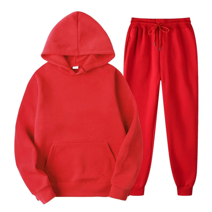 Ensemble jogging homme sweat à capuche et pantalon assorti – Antoine - Rouge