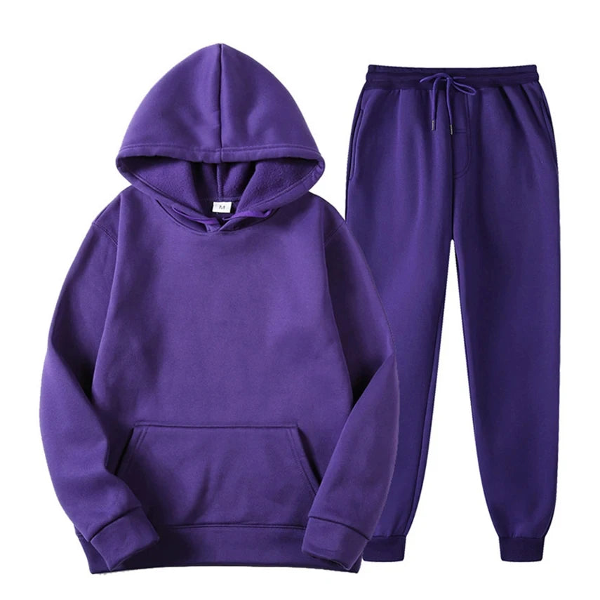 Ensemble jogging homme sweat à capuche et pantalon assorti – Antoine - Violet