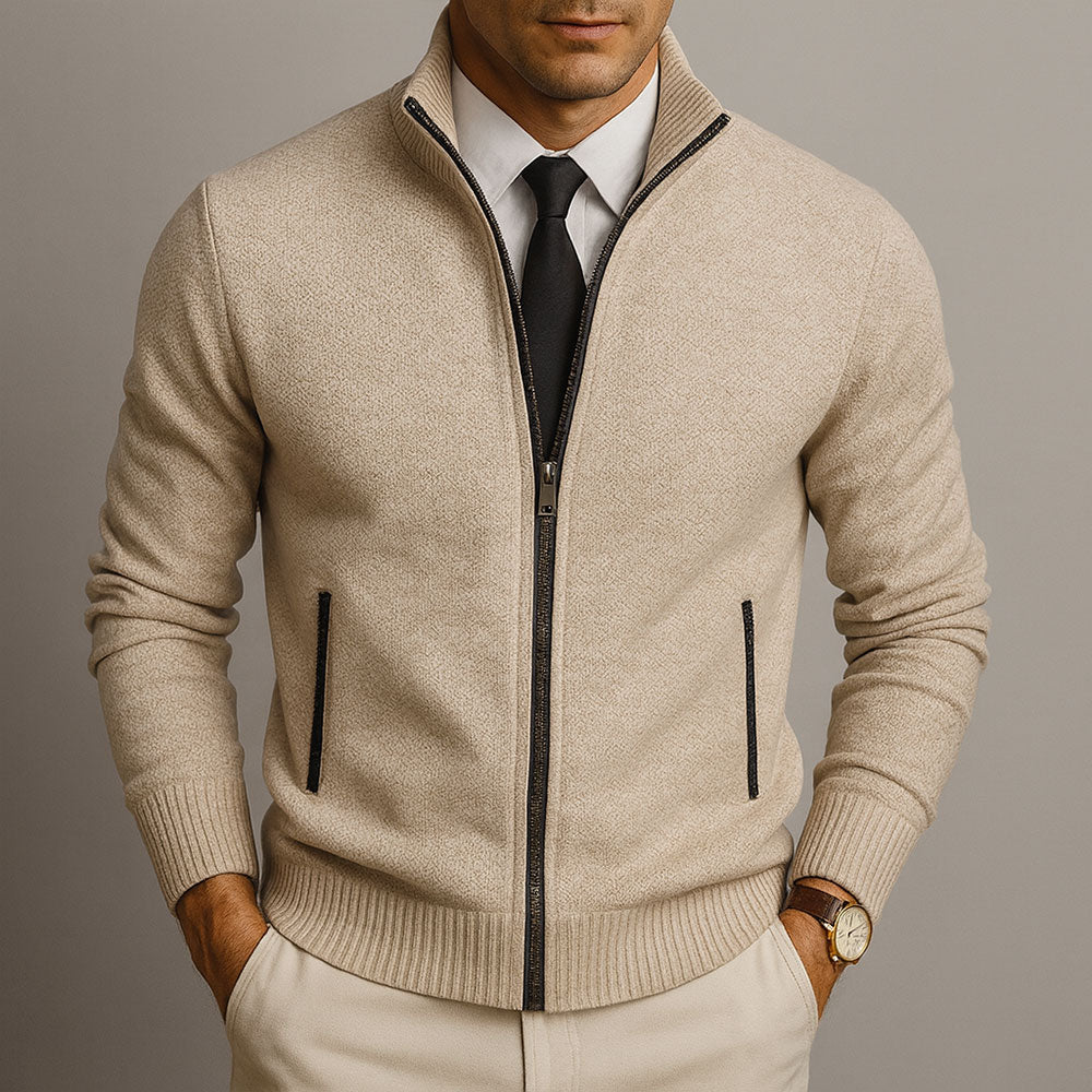 Gilet homme en laine mérinos à coupe structurée – Merino – Beige