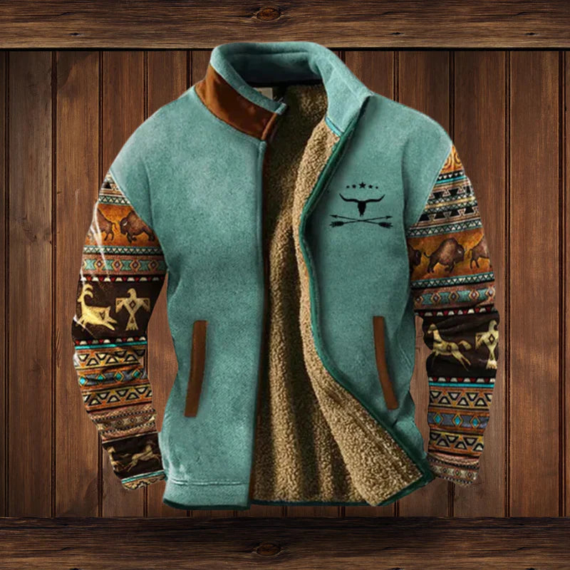 Gilet homme zippé en teddy chaud à l'allure vintage – Teddy – Turquoise