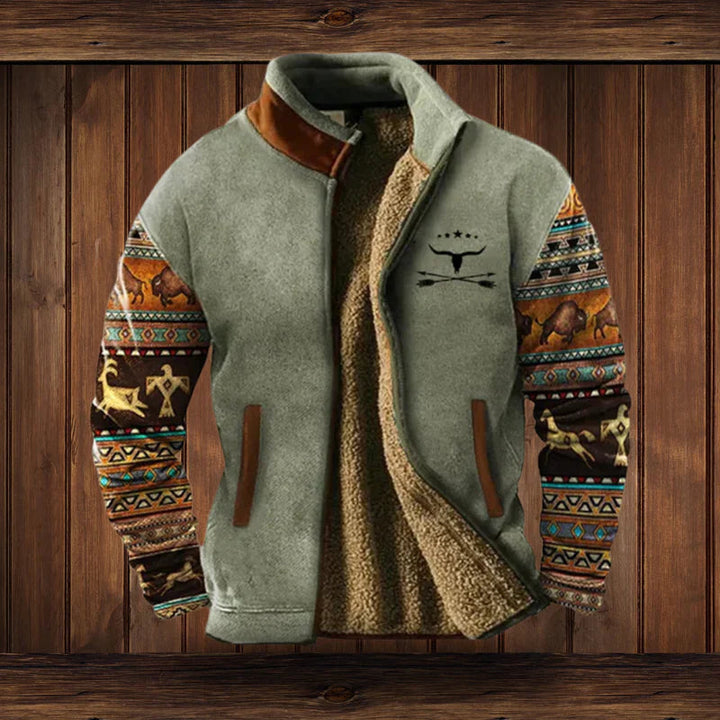 Gilet homme zippé en teddy chaud à l'allure vintage – Teddy – Vert armée