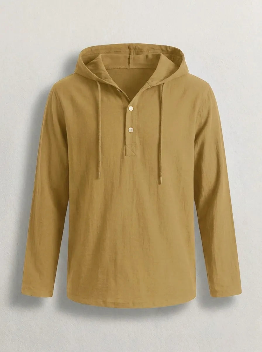 Sweat à capuche homme luxe en coton fin léger – Fabio – Sable