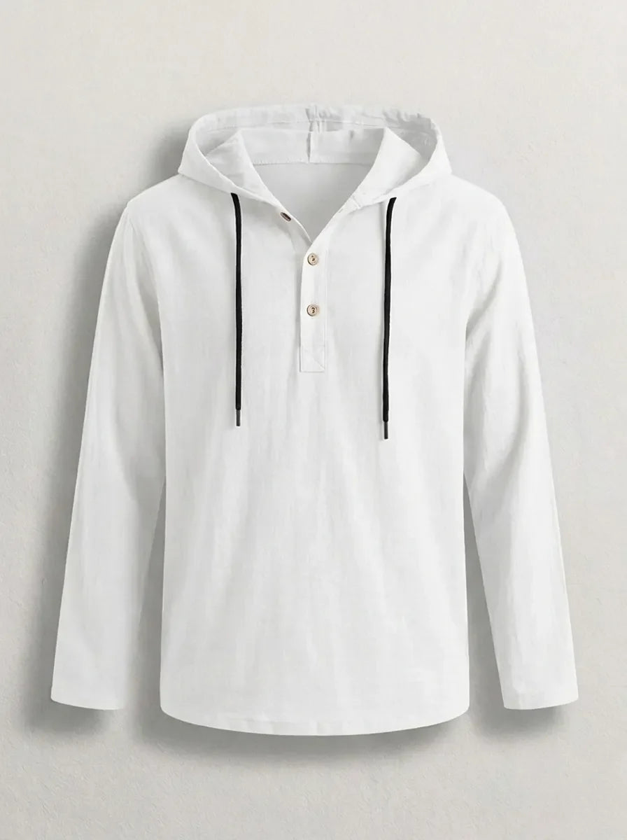 Sweat à capuche homme luxe en coton fin léger – Fabio – Blanc