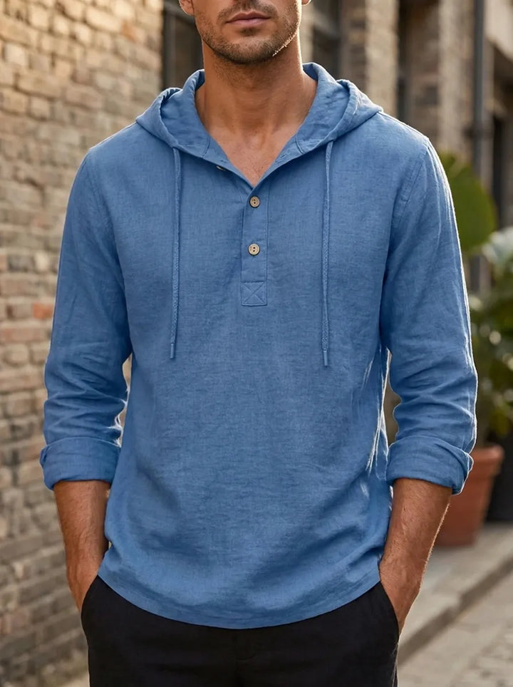 Sweat à capuche homme luxe en coton fin léger – Fabio – vue 1