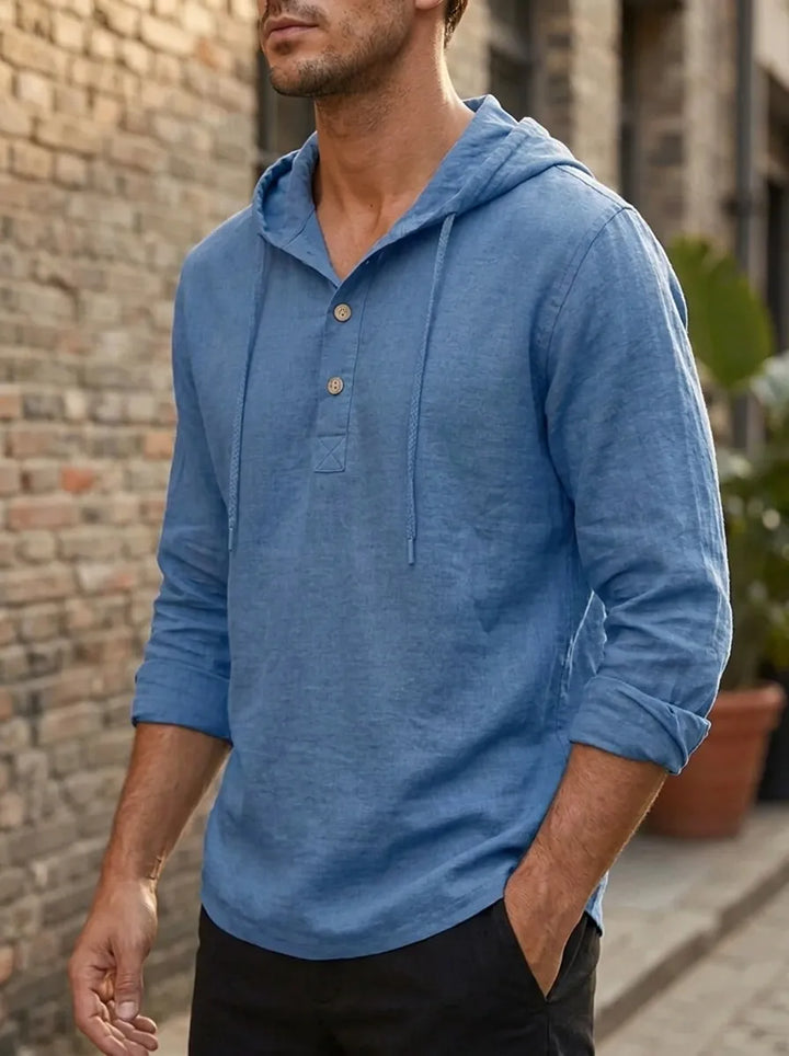 Sweat à capuche homme luxe en coton fin léger – Fabio – vue 2