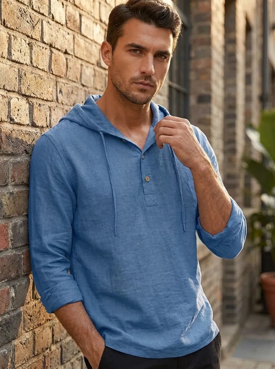 Sweat à capuche homme luxe en coton fin léger – Fabio – vue 3