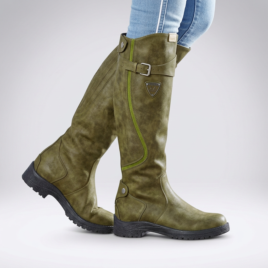 Bottes hautes orthopédiques femme à boucle réglable – Rinley – Vert
