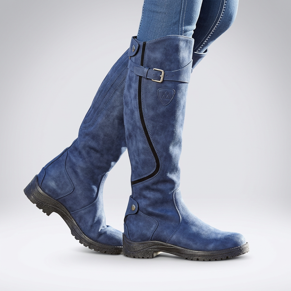 Bottes hautes orthopédiques femme à boucle réglable – Rinley – Bleu marine