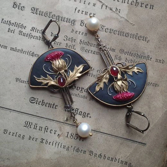 Boucles d'oreilles Vintage Perles Rouges