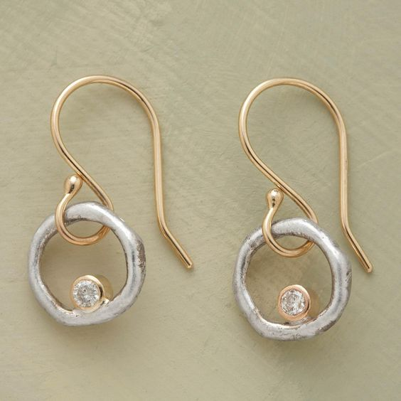 Boucles d'oreilles rétro en or et argent