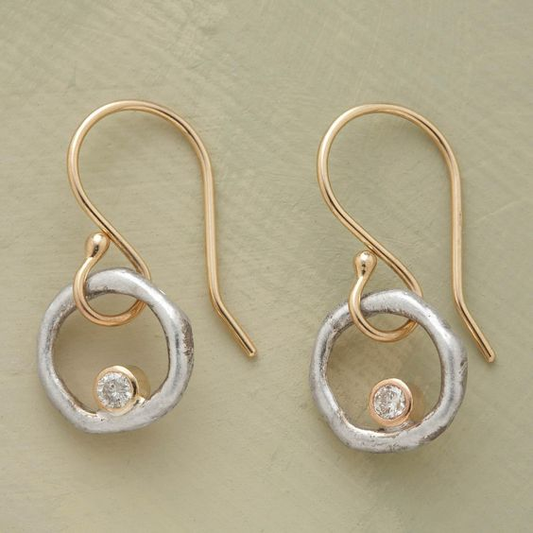 Boucles d'oreilles rétro en or et argent