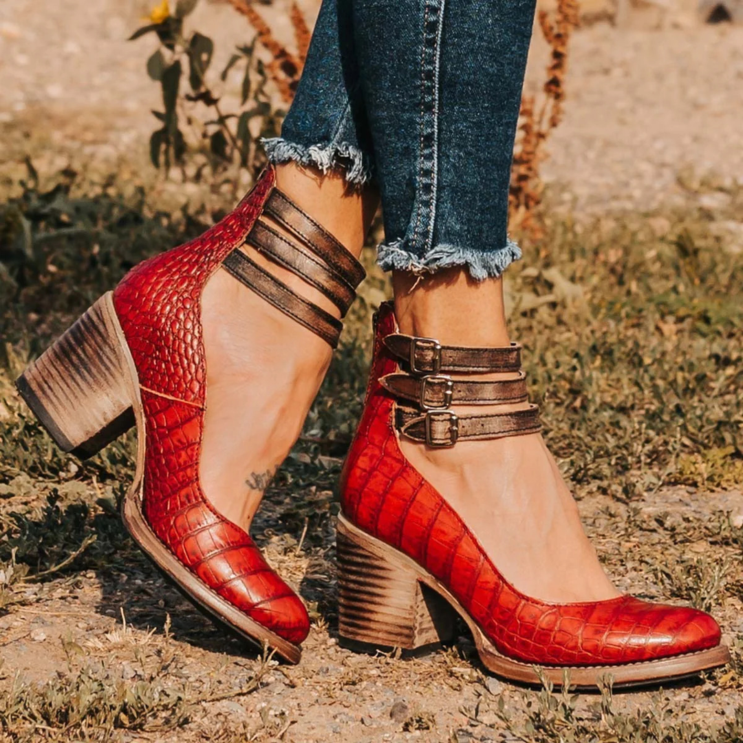 Bottines femme élégantes et confortables – Cassiopée – Rouge serpent