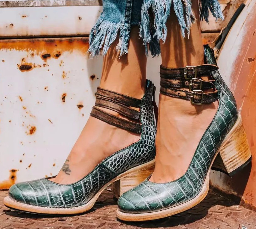 Bottines femme élégantes et confortables – Cassiopée – Vert serpent
