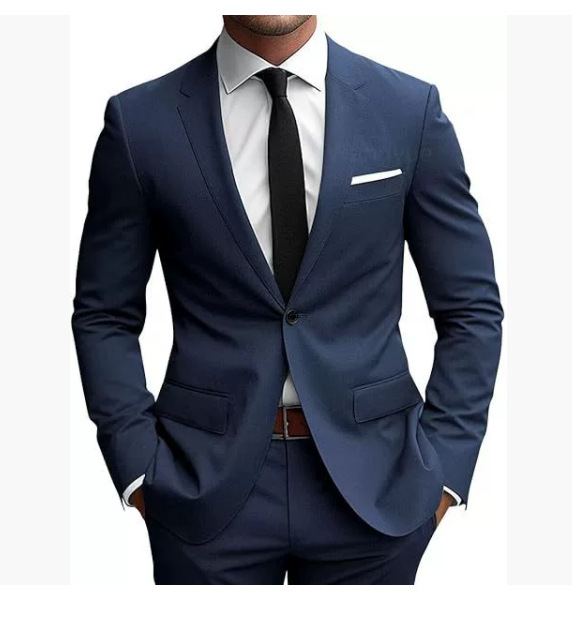 Costume homme slim élégant pour le printemps – Elias – Bleu marine