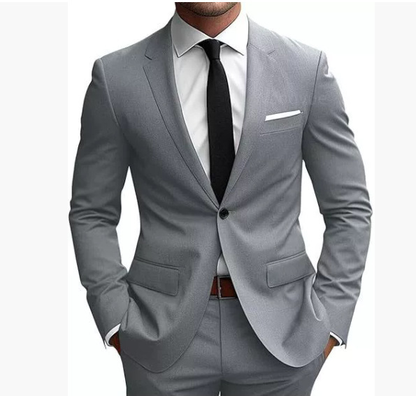 Costume homme slim élégant pour le printemps – Elias – Gris