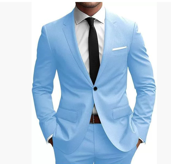 Costume homme slim élégant pour le printemps – Elias – Bleu clair