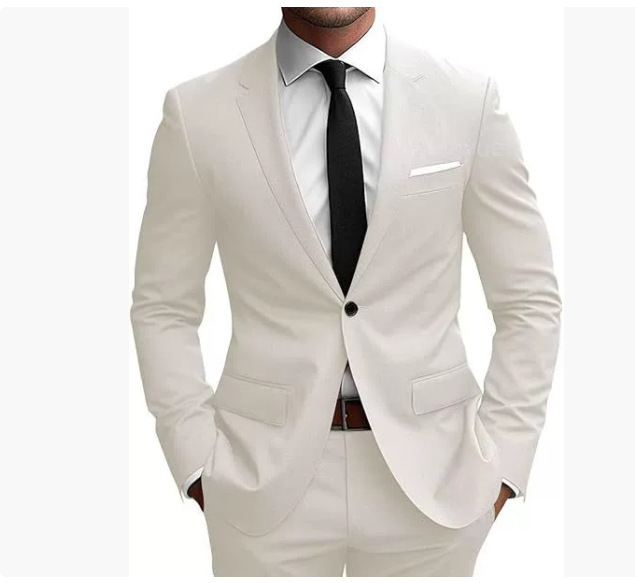 Costume homme slim élégant pour le printemps – Elias – Crème
