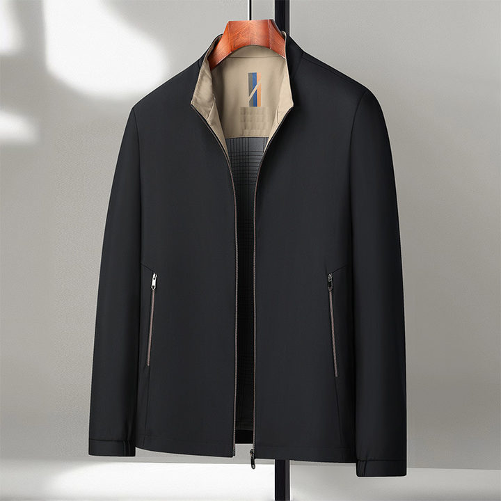Blouson homme zippé à col montant doublé – Édouard - Noir