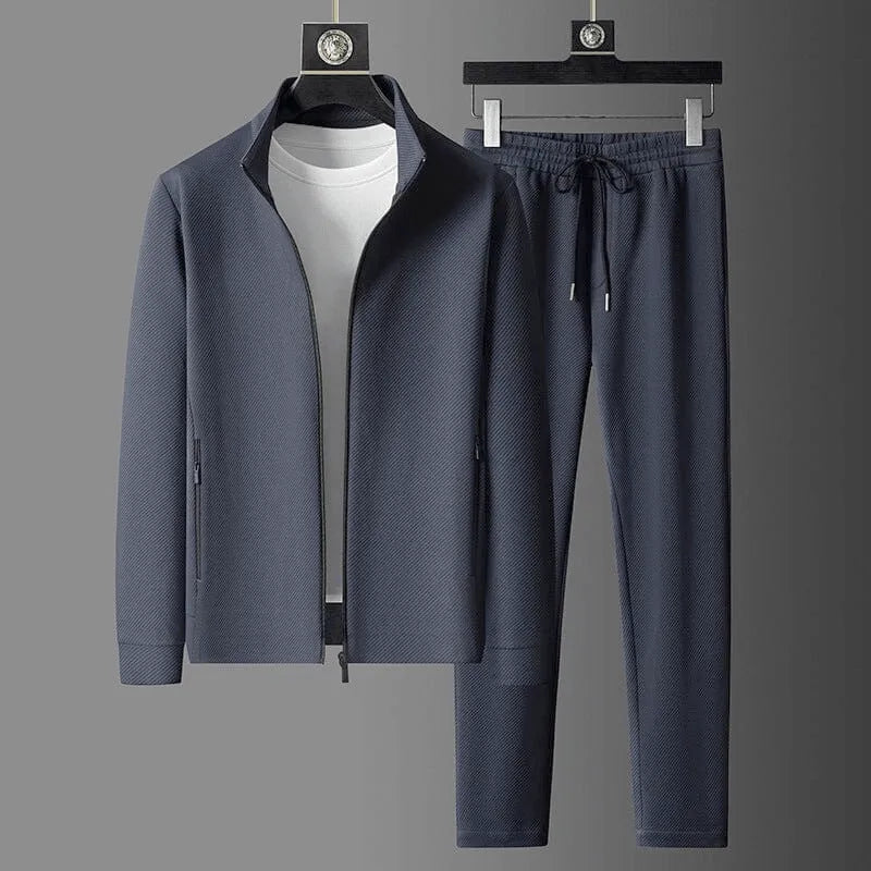Survêtement homme veste zippée à col montant et pantalon assorti – Lucien - Bleu