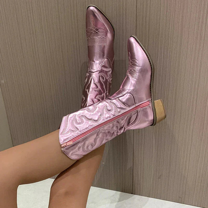 Bottes cowboy femme métallisées élégantes – Carina – vue 6