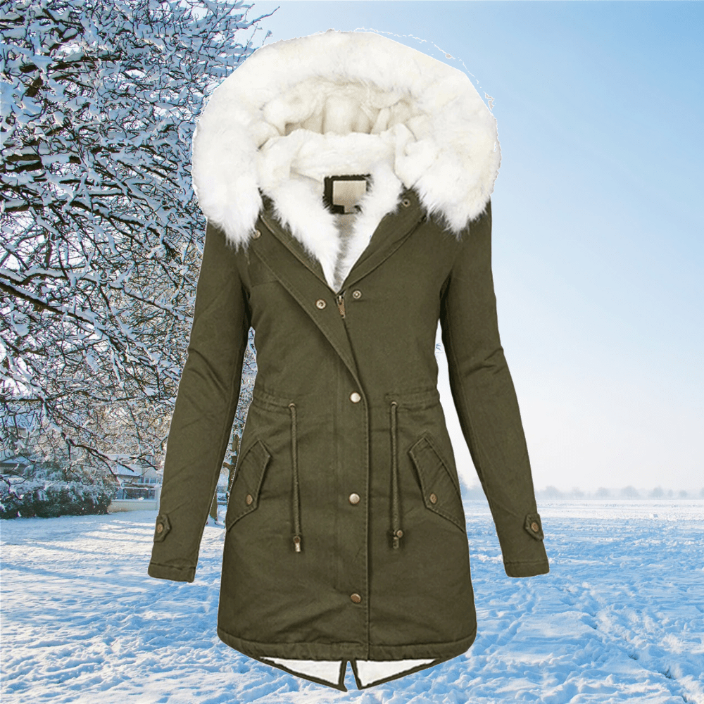 Manteau d'hiver chaud et élégant à isolation coupe-vent – Drune – Vert foncé