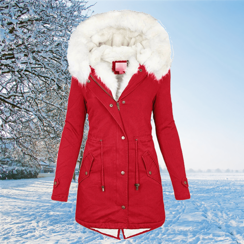 Manteau d'hiver chaud et élégant à isolation coupe-vent – Drune – Rouge