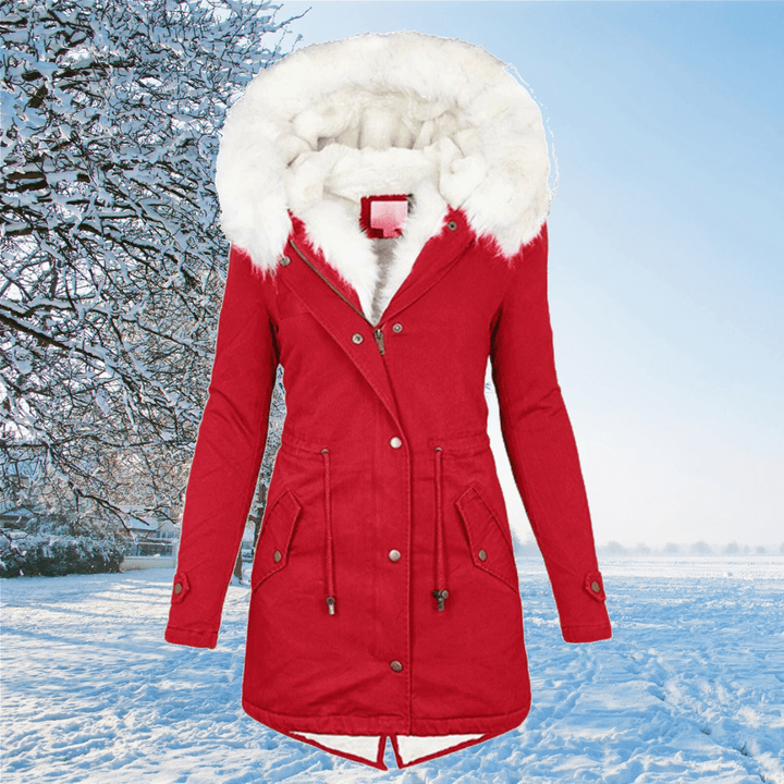 Manteau d'hiver chaud et élégant à isolation coupe-vent – Drune – Rouge