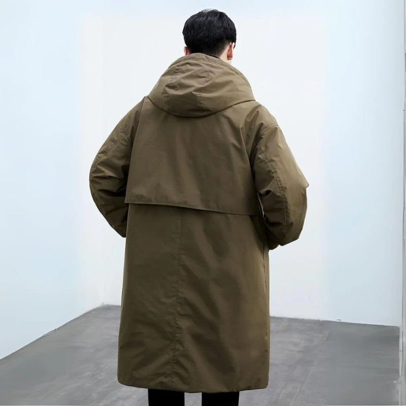 Parka longue homme ouatinée à capuche et col tailleur – Théo - vue 3