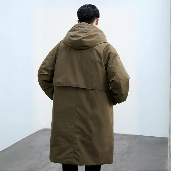 Parka longue homme ouatinée à capuche et col tailleur – Théo - vue 3
