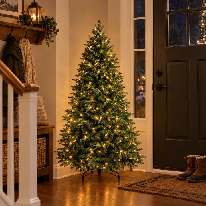 Sapin de Noël Artificiel Lumineux 120, 150, 180 cm – LED Blanc Chaud, jusqu'à 800 Pointes