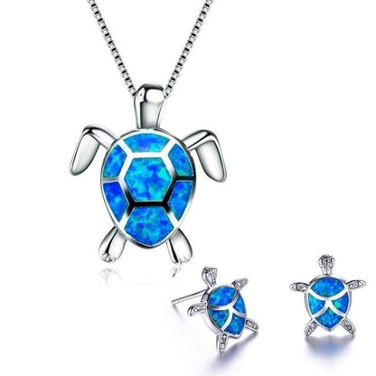Ensemble de Bijoux avec Tortue de Mer en Opale