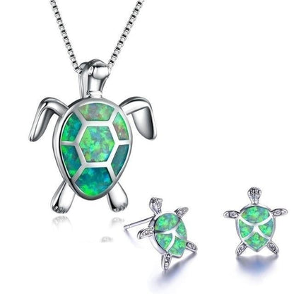 Ensemble de Bijoux avec Tortue de Mer en Opale