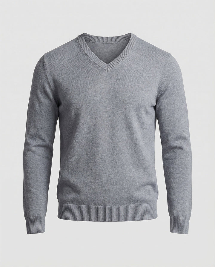 Pull col V homme en maille fine de coton coupe moderne – Sacha – vue 3