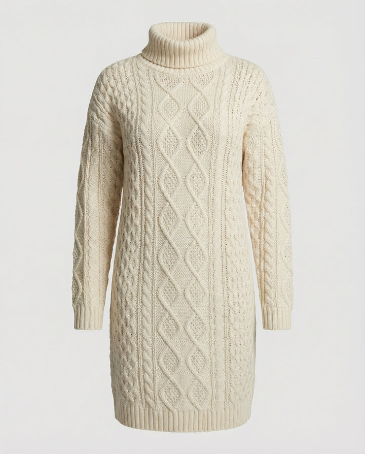 Robe pull femme beige en maille – Camille – vue 5