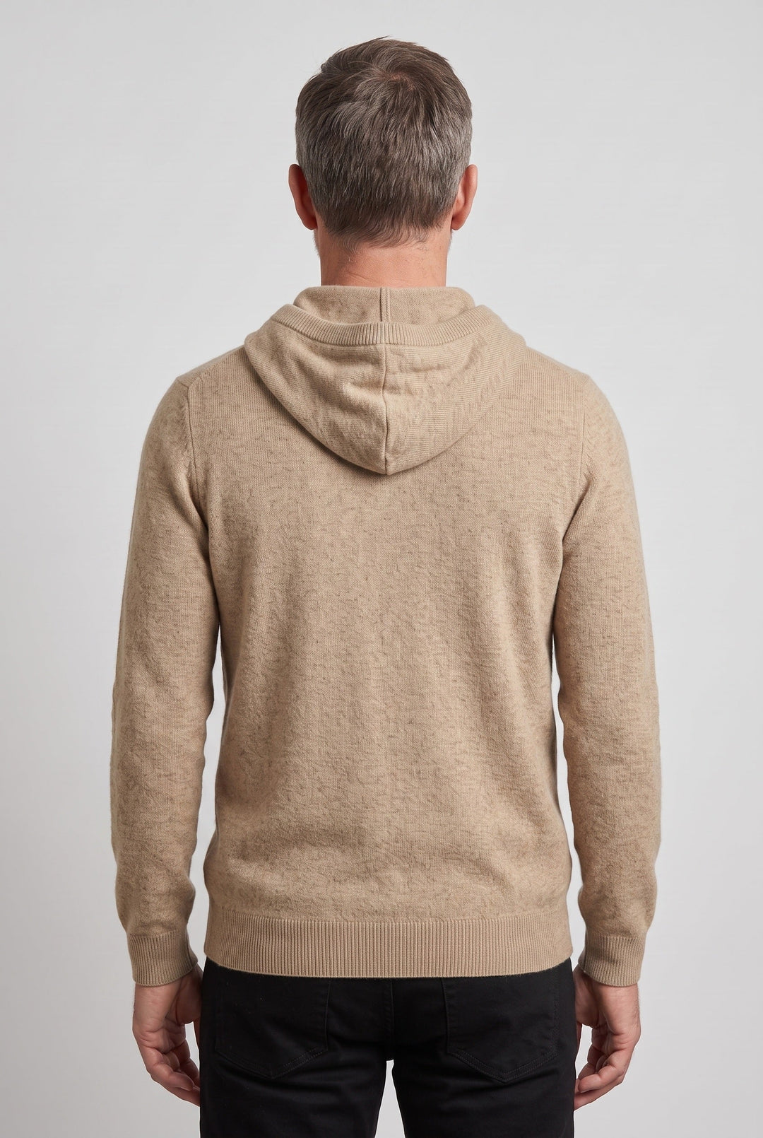 Pull à capuche homme en maille tricotée à cordon et bords côtelés – Côme – vue 2