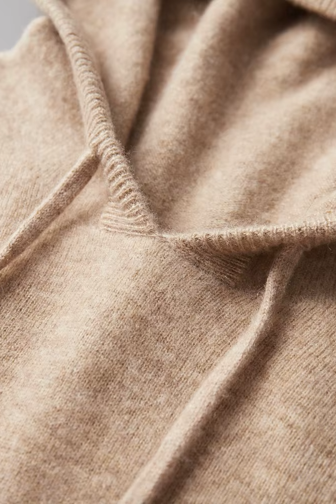Pull à capuche homme en maille tricotée à cordon et bords côtelés – Côme – vue 5