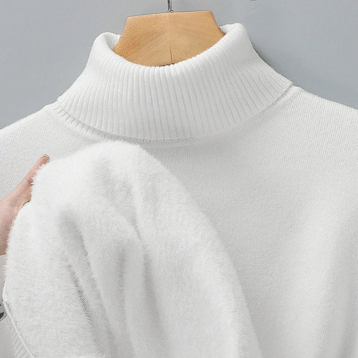 Pull col roulé homme à encolure côtelée structurée coupe ajustée – Adrien – vue 10