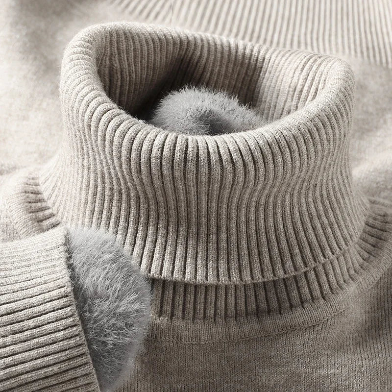 Pull col roulé homme à encolure côtelée structurée coupe ajustée – Adrien – vue 11