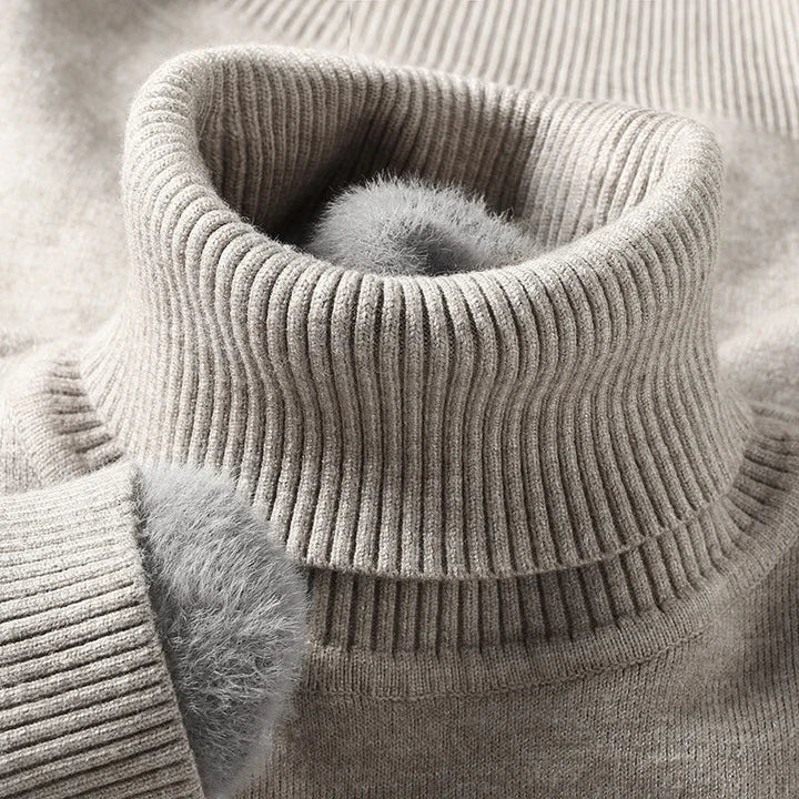 Pull col roulé homme à encolure côtelée structurée coupe ajustée – Adrien – vue 11