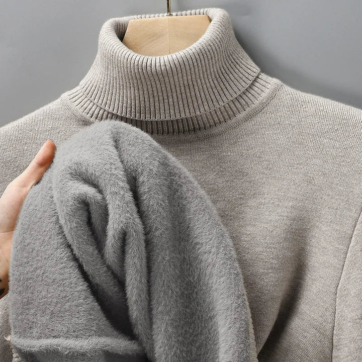 Pull col roulé homme à encolure côtelée structurée coupe ajustée – Adrien – vue 12